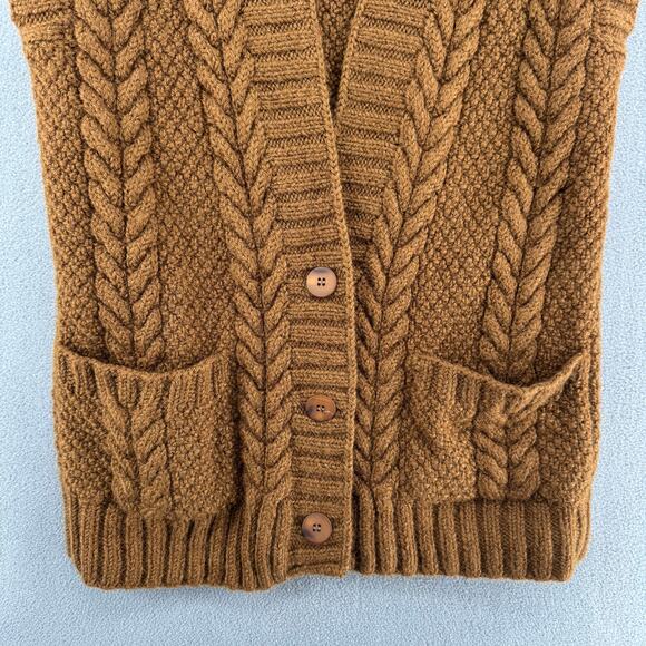 Vintage Fisherman Cable Knit Linda Allard Ellen Tracy Wool Sweater Vest P Brown - Picture 3 of 8